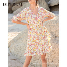 Women's Clothing Casual Linen Summer Custom Mini Dress For Ladys